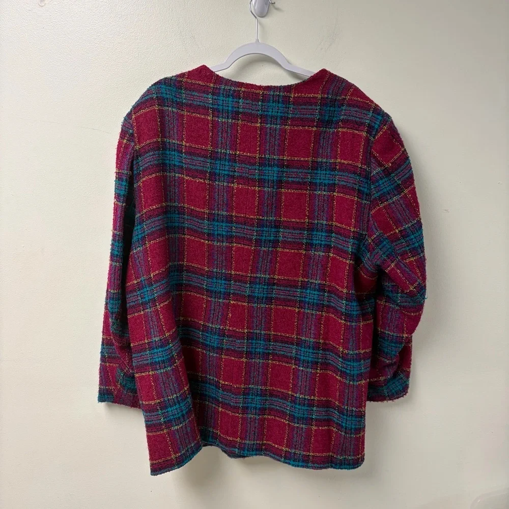 Koret Vintage Pink‎ Plaid Wool Blend Tweed Jacket Size 28W